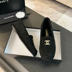 CC Moccasins Black Suede And Wool