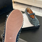 Alaia Strass Ballet Flats In Deep Blue Suede Stone 935185