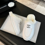 CC Mule White Calfskin Lamb Wool