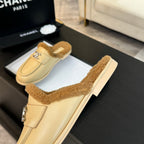 CC Mule Beige Calfskin Lamb Wool