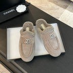 CC Mule Pinkish Grey Suede Lamb Wool