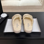 CC 25C Thick-Soled Slipper In Black Denim Navajo White Fabric 213233