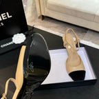 CC 25S Slingback 85mm Beige Calfskin Black Suede