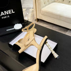 CC 25S Slingback 85mm Beige Calfskin Black Suede