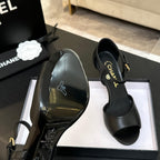 CC 25S Sandal Heel 85mm Black Calfskin