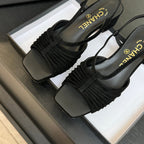 CC 25S Sandal Heel 50mm Black Suede Kidskin