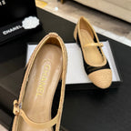 CC 25P Mary Jane 15mm Beige Black Raffia 373783