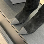 CC Gabrielle Chanel Ankle Boots 8.5cm Black Suede Black Fabric
