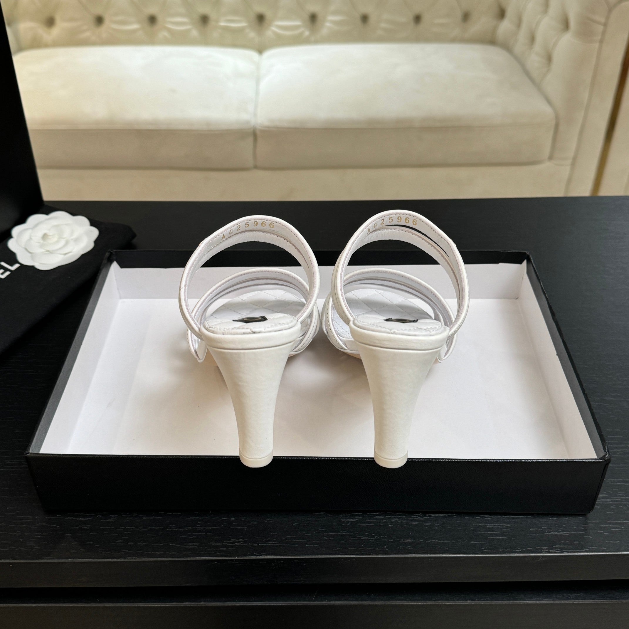 CC 26C Double C Strap Sandals White Sheepskin