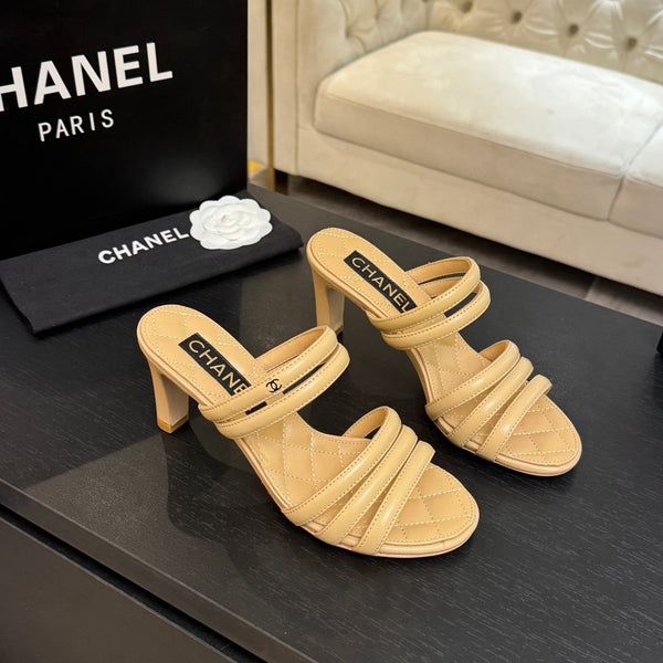 CC 26C Double C Strap Sandals Beige Sheepskin