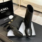 CC 26s Chunky Heel Tro r Ankle Boots Black Sheepskin 673034