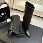 CC 26s Chunky Heel Tro r Boots Black Sheepskin 673036