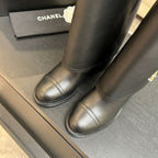 CC 26s Chunky Heel Tro r Boots Black Sheepskin 673036