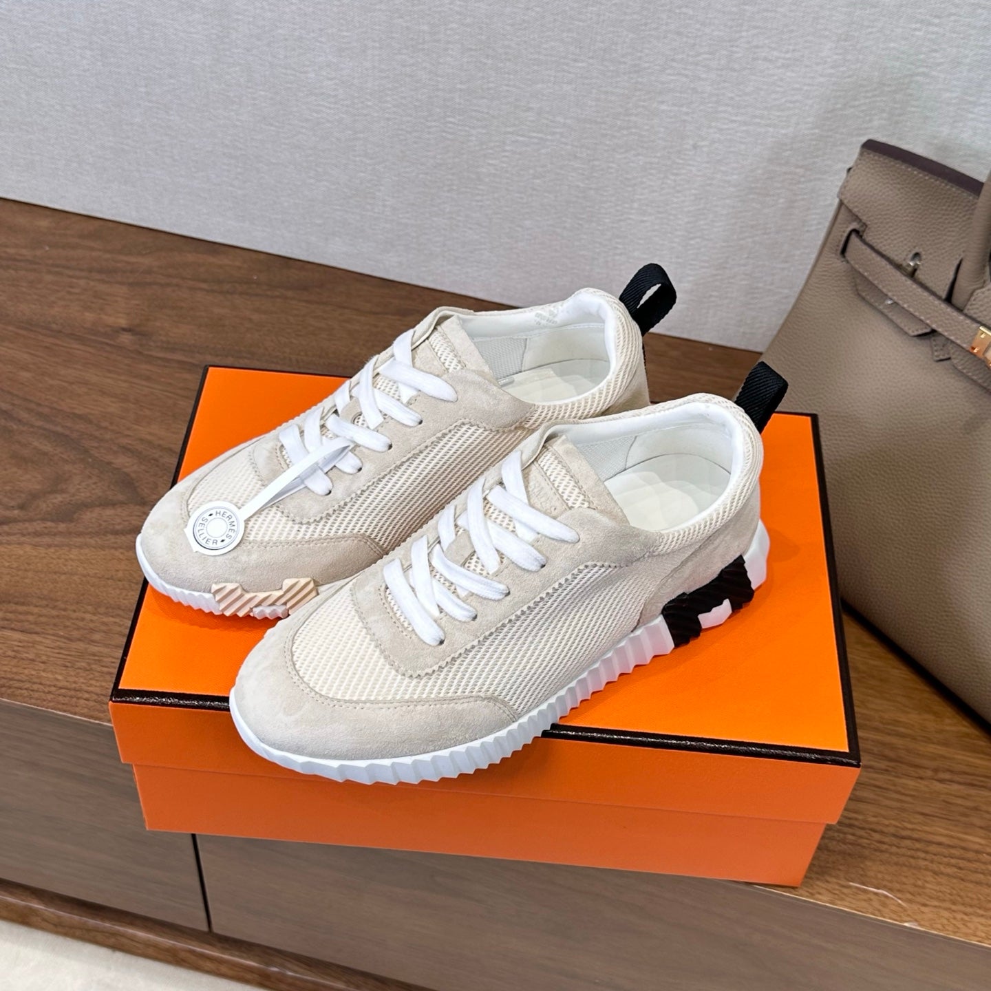 HM 26S Bouncing Sneaker In Cream mix Grey Suede Mesh 543810