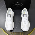 PRA SNEAKER IN WHITE CALFSKIN AND MESH FABRIC