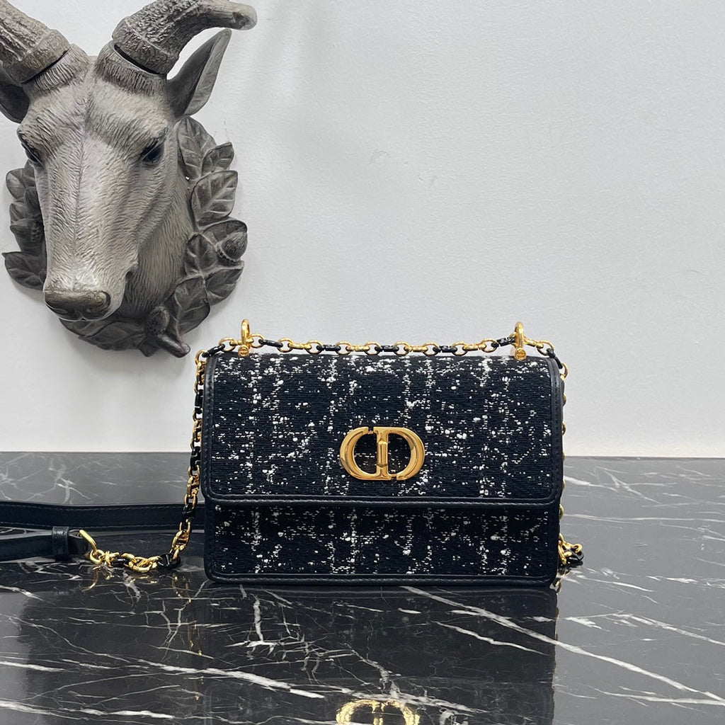 miss caro mini 18 black cannage tweed
