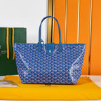 saint louis pm 34cm blue canvas chevroches calfskin
