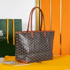 SAINT LOUIS PM 30 IN BLACK GOYARDINE CANVAS AND TAN CALFSKIN
