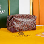 BOWLING TOILETRY BAG 24 IN BURGUNDY RED GOYARDINE CANVAS AND CALFSKIN