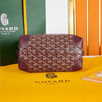 BOWLING TOILETRY BAG 24 IN BURGUNDY RED GOYARDINE CANVAS AND CALFSKIN