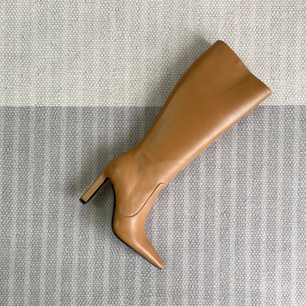 YSL Jill Boots 75mm Brown Smooth Cafskin 429096