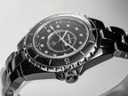 J12 Date Quartz Black Ceramic Diamond Numerals Black Dial