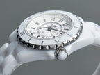 J12 Date Quartz White Ceramic Black Numerals White Dial