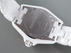 J12 Date Quartz White Ceramic Black Numerals White Dial