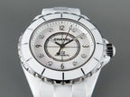 J12 Automatic White Ceramic Black Diamond Numerals Mop Dial