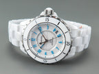J12 Date Automatic White Ceramic Blue Numerals White Dial