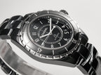 J12 Date Automatic Black Ceramic White Numerals Black Dial White Steel Hands
