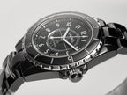 J12 Date Automatic Black Ceramic White Numerals Black Dial White Steel Hands