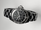 J12 Date Automatic Black Ceramic White Numerals Black Dial White Steel Hands