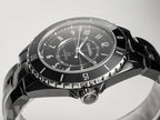 J12 Date Automatic Black Ceramic White Numerals Black Dial Black Steel Hands