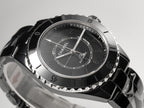 J12 Automatic Black Ceramic Black Numerals Black Dial White Steel Hands