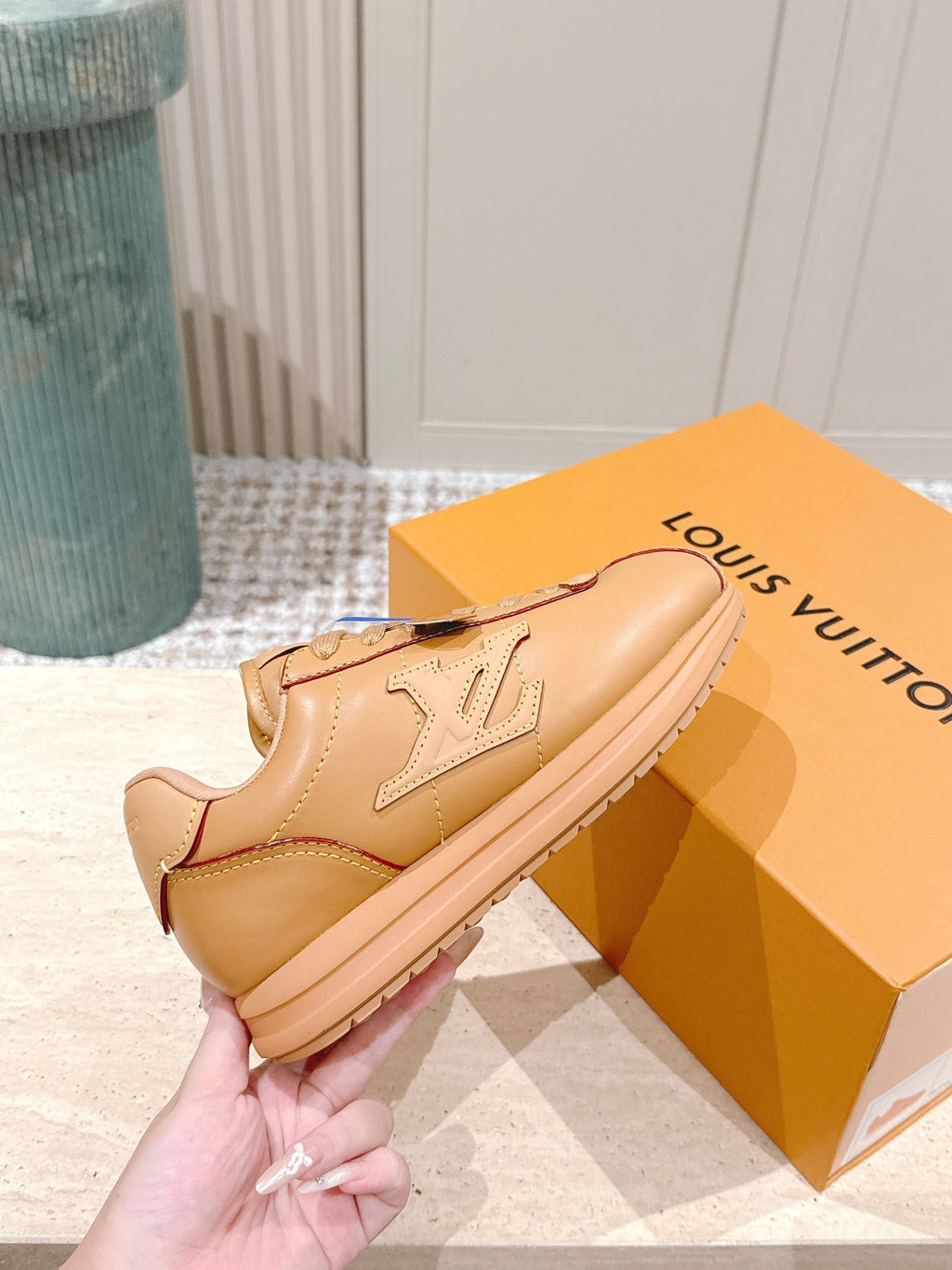 LV 25 Buttersoft Sneakers Yellow Brown Calfskin 576993