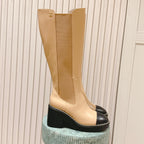 CC 25SS High Boot Beige Black Calfskin 431720