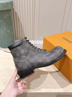LV Ankle Boots Grey Black Damier Canvas 555690