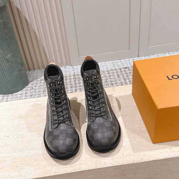 LV Ankle Boots Grey Black Damier Canvas 555690