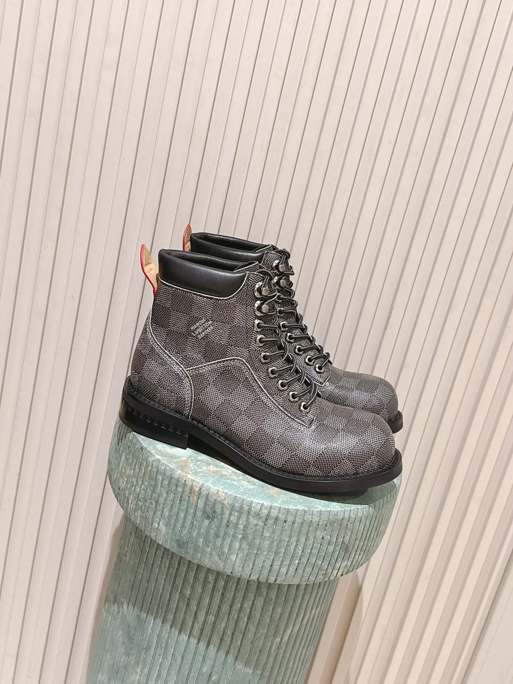 LV Ankle Boots Grey Black Damier Canvas 555690