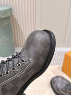 LV Ankle Boots Grey Black Damier Canvas 555690