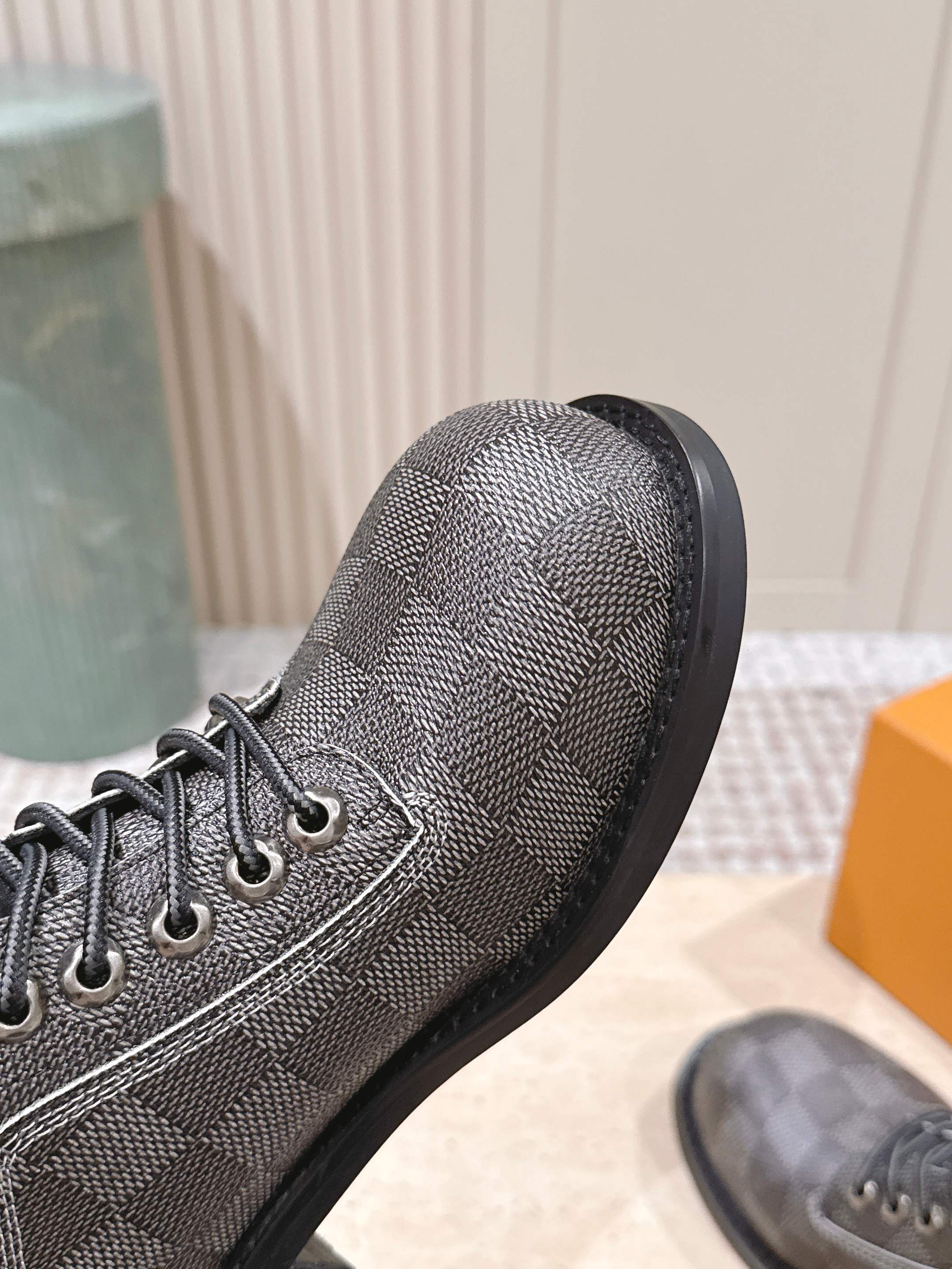 LV Ankle Boots Grey Black Damier Canvas 555690
