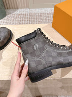 LV Ankle Boots Grey Black Damier Canvas 555690