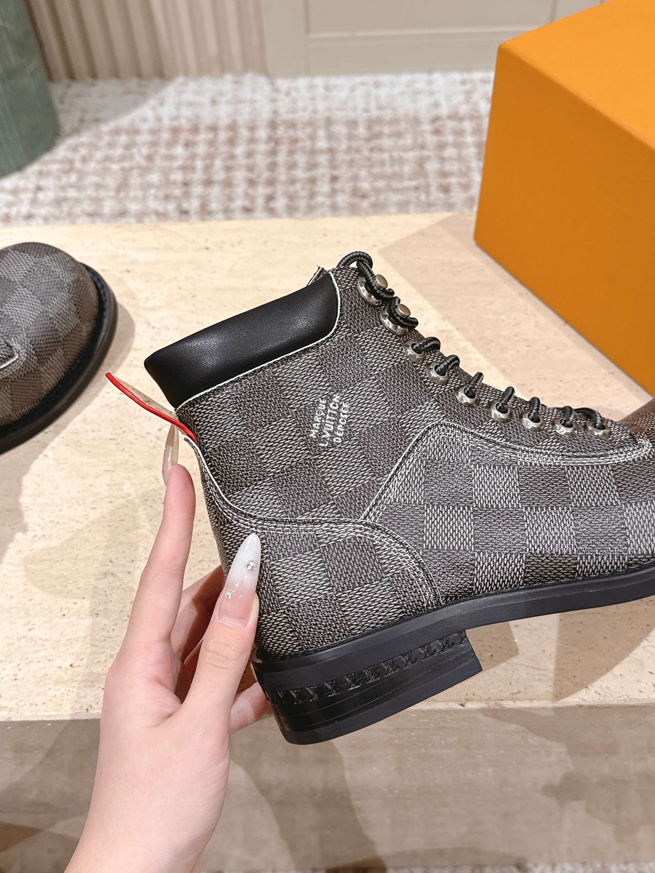 LV Ankle Boots Grey Black Damier Canvas 555690