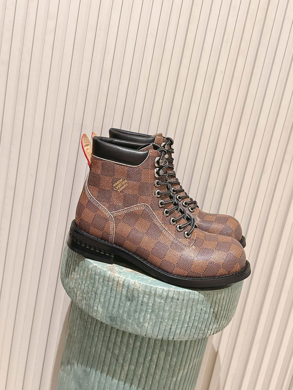 LV Ankle Boots Brown Damier Canvas 555691