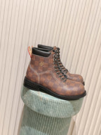 LV Ankle Boots Brown Damier Canvas 555691