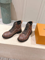 LV Ankle Boots Brown Damier Canvas 555691