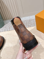 LV Ankle Boots Brown Damier Canvas 555691