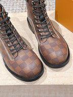 LV Ankle Boots Brown Damier Canvas 555691