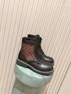 LV Boot Ranger Boots Black Brown Monogram Canvas & Cowhide 556605